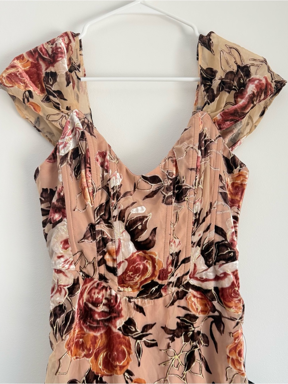 NWT Lulus Composed Beauty Blush Pink Burnout Velvet Floral Midi Dress Size Small - Picture 6 of 9
